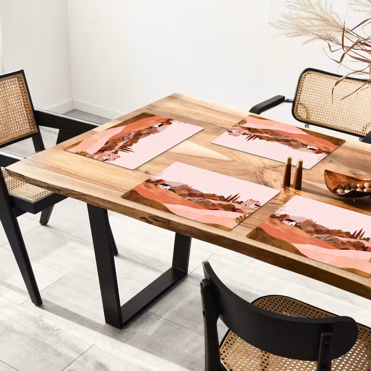 Heuvellandschap - Grafisch - Terracotta Placemat vinyl groot -zzsfeer4_Kitchenyeah-website