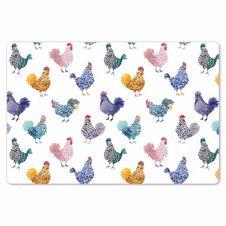 Kippen -Aquarel - Kleurrijk Placemat vinyl groot 368 -zzsfeer1_Kitchenyeah-website