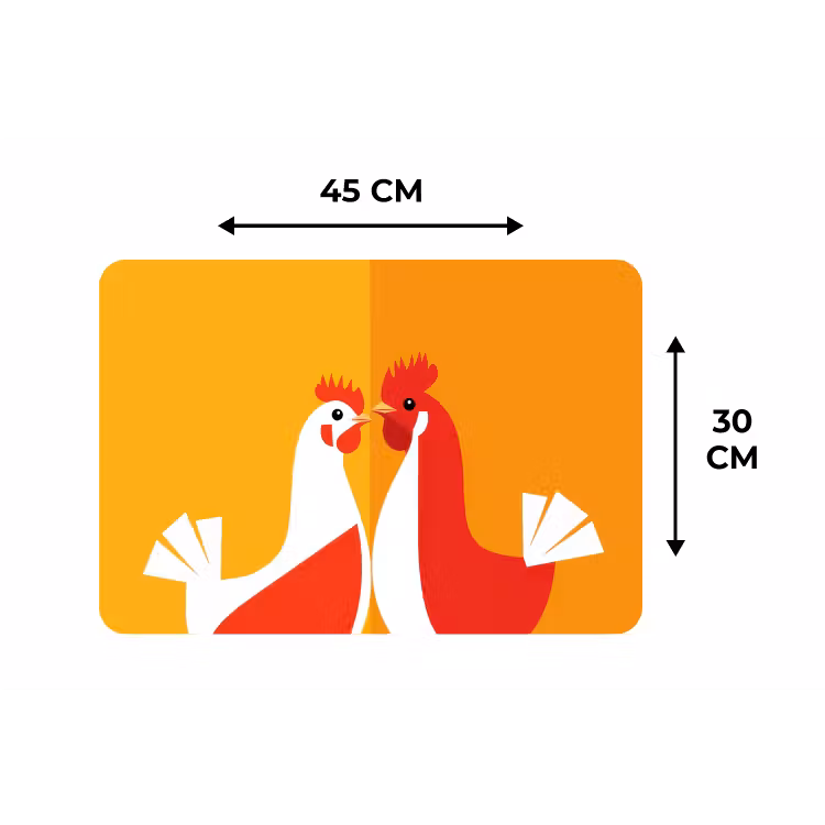 Kippen - Oranje - Vlakken Placemat vinyl groot -specs