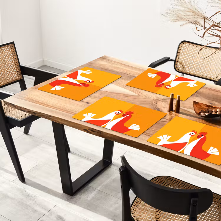 Kippen - Oranje - Vlakken Placemat vinyl groot -zzsfeer4_Kitchenyeah-website
