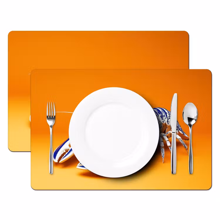 Kreeft - Delftsblauw - Schild - Stoer - Oranje Placemat vinyl groot -zzsfeer2_Kitchenyeah-website