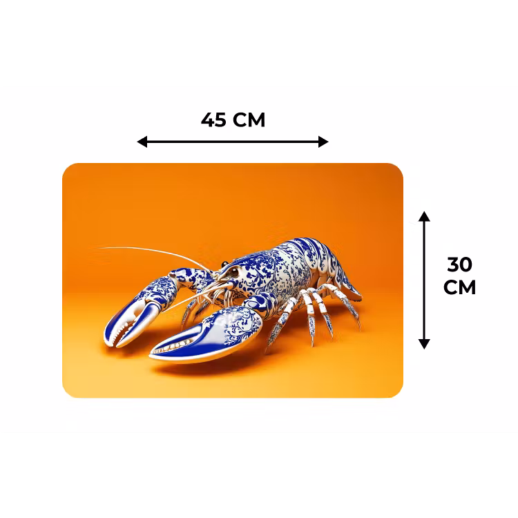 Kreeft - Delftsblauw - Schild - Stoer - Oranje Placemat vinyl groot -specs