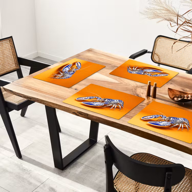 Kreeft - Delftsblauw - Schild - Stoer - Oranje Placemat vinyl groot -zzsfeer4_Kitchenyeah-website