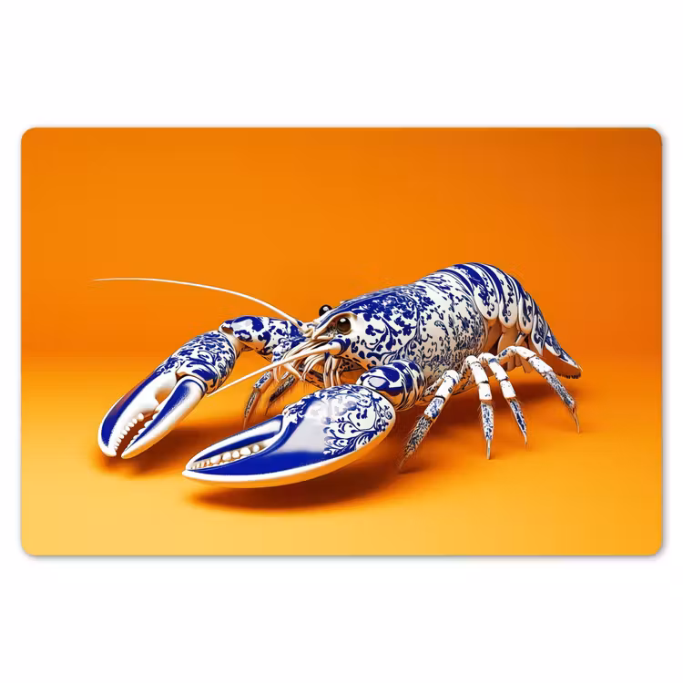Kreeft - Delftsblauw - Schild - Stoer - Oranje Placemat vinyl groot -zzsfeer1_Kitchenyeah-website