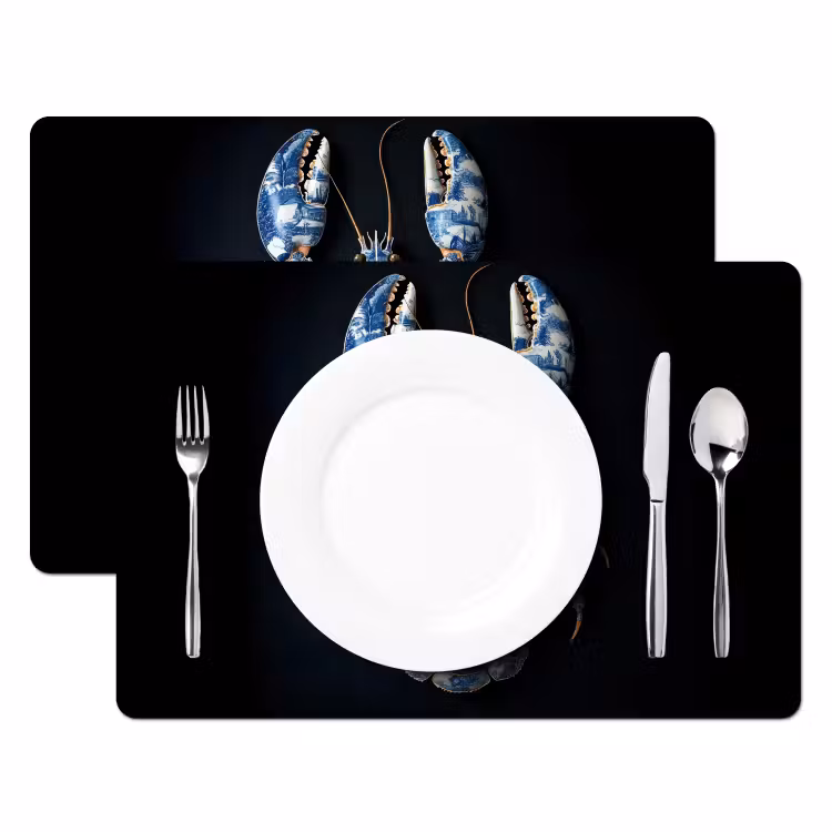 Kreeft - Delftsblauw - Schild - Stoer Placemat vinyl groot -zzsfeer2_Kitchenyeah-website