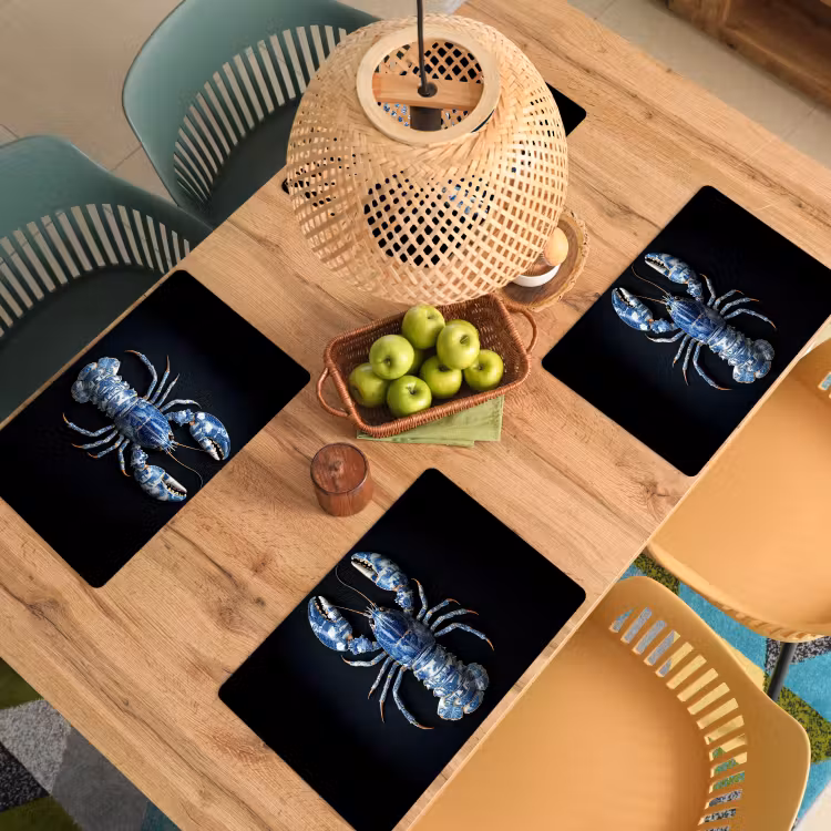 Kreeft - Delftsblauw - Schild - Stoer Placemat vinyl groot -zzsfeer5_Kitchenyeah-website
