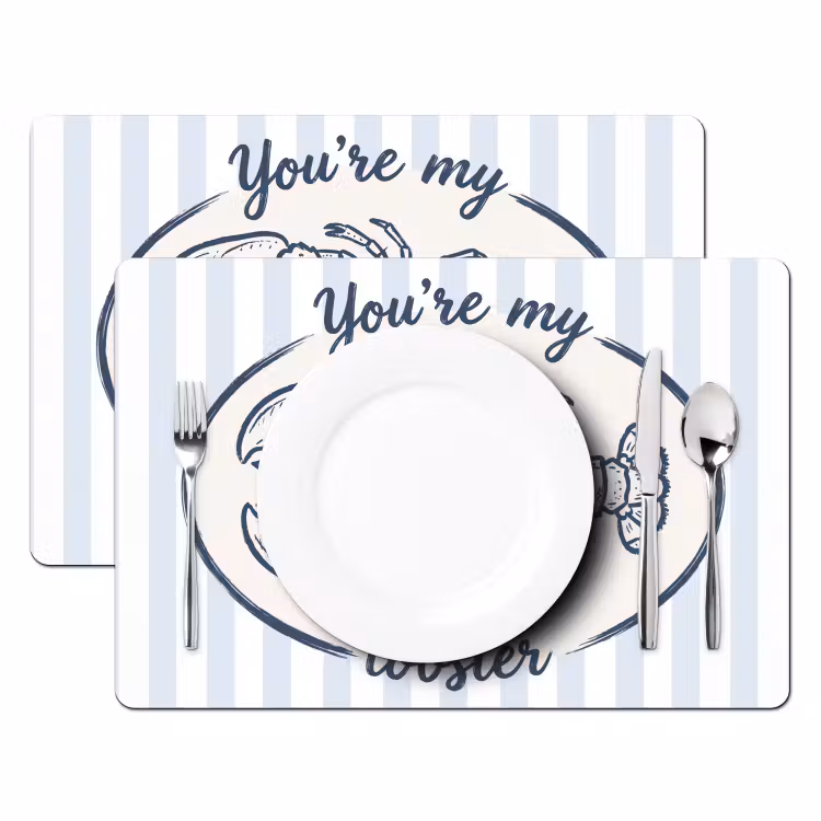 Kreeft - Illustratie - Liefde - Blauw - Decoratie Placemat vinyl groot -zzsfeer2_Kitchenyeah-website