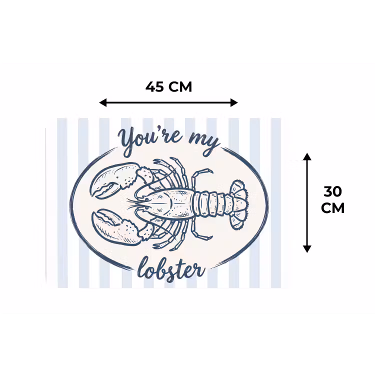 Kreeft - Illustratie - Liefde - Blauw - Decoratie Placemat vinyl groot -specs