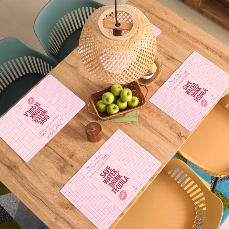 Humor - Drank - Tekst - Roze Placemat vinyl groot -zzsfeer5_Kitchenyeah-website