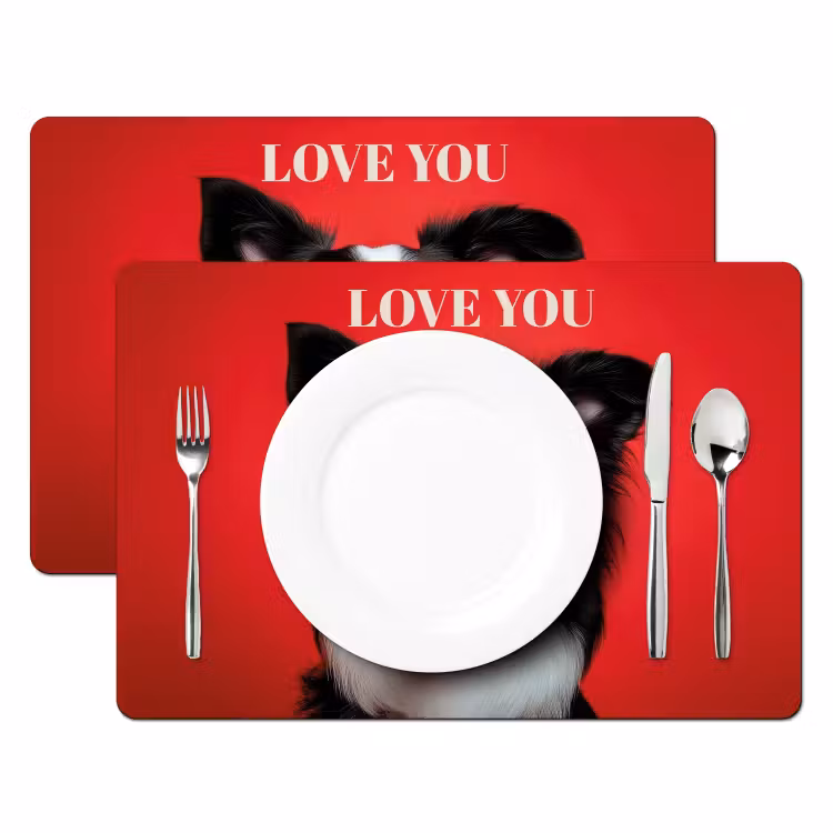 Hond - Hartjesbril - Loveyou - Rood Placemat vinyl groot -zzsfeer2_Kitchenyeah-website