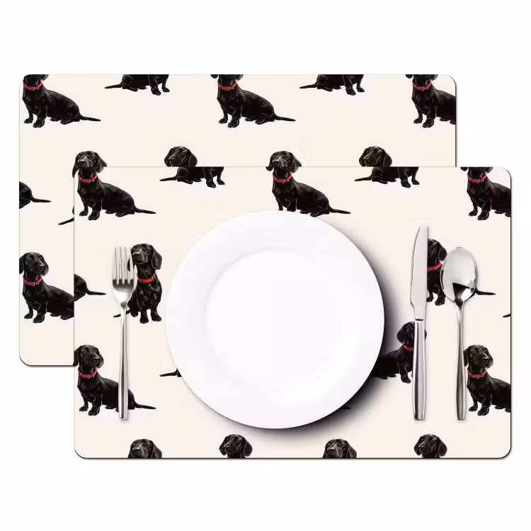 Hond - Patroon - Zwart Placemat vinyl groot 368 -zzsfeer2_Kitchenyeah-website