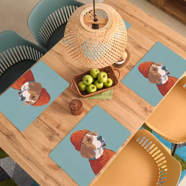 Hond - Beanie - Zonnebril - Dieren - Modern Placemat vinyl groot -zzsfeer5_Kitchenyeah-website