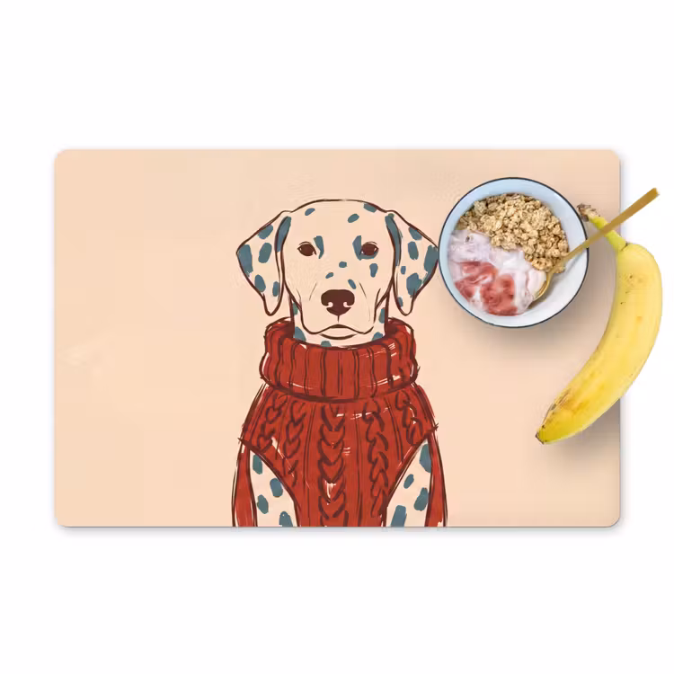 Hond - Trui - Winter - Dieren - Rood Placemat vinyl groot -zzzproduct_Kitchenyeah-website