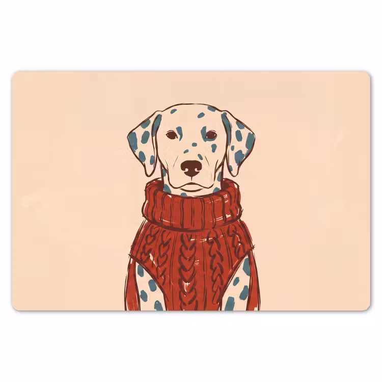 Hond - Trui - Winter - Dieren - Rood Placemat vinyl groot -zzsfeer1_Kitchenyeah-website