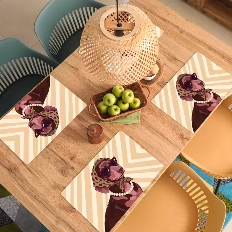 Hond - Zonnebril - Hoofddoek - Dieren - Modern Placemat vinyl groot -zzsfeer5_Kitchenyeah-website