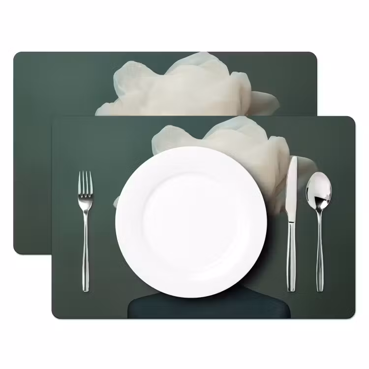 Hoed - Vrouw - Beige Placemat vinyl groot -zzsfeer2_Kitchenyeah-website