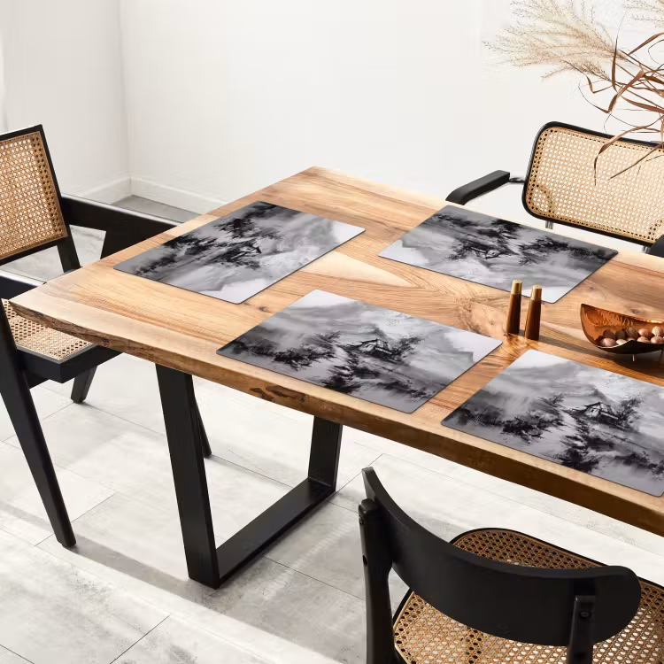 Hut - Grijs - Bergen - Mistig Placemat vinyl groot -zzsfeer4_Kitchenyeah-website