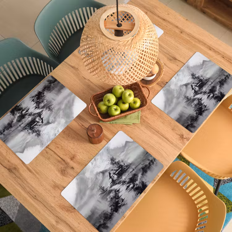 Hut - Grijs - Bergen - Mistig Placemat vinyl groot -zzsfeer5_Kitchenyeah-website