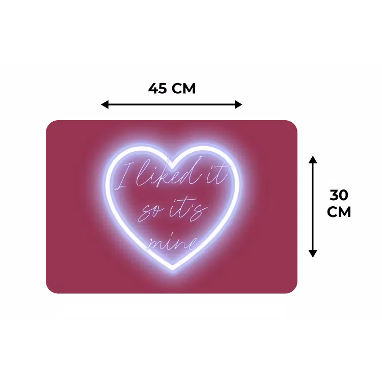 I liked it so it's mine - Neon hart - Roze Placemat vinyl groot -specs
