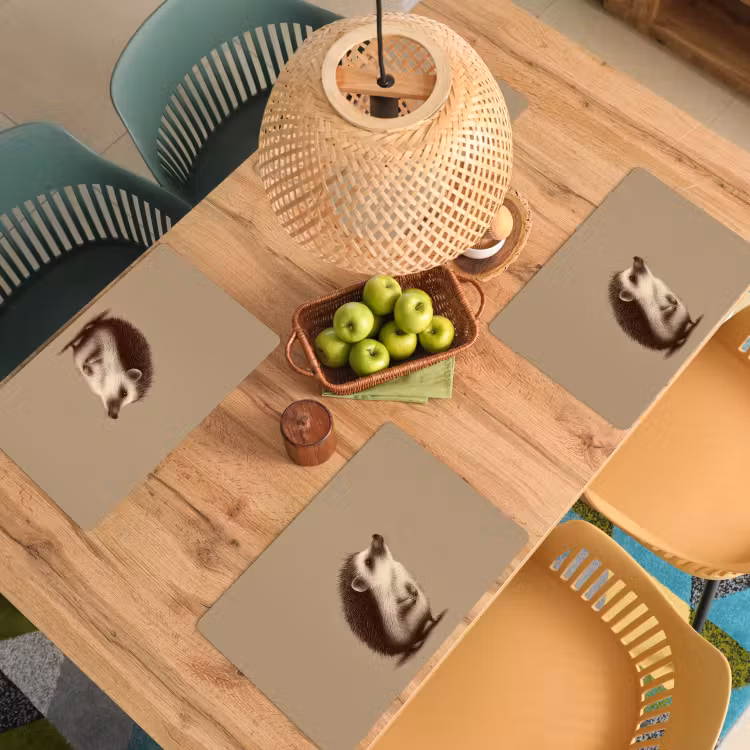 Egel - Snuitje - Bruin - Stekels Placemat vinyl groot -zzsfeer5_Kitchenyeah-website