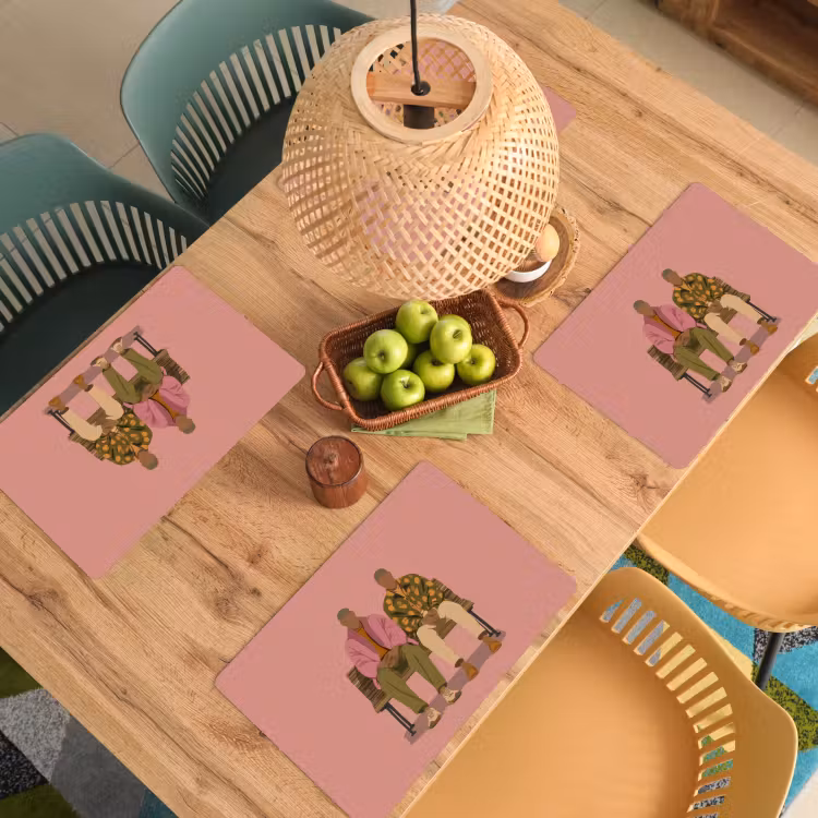Illustratie - Bankje - Personen - Minimalistisch Placemat vinyl groot -zzsfeer5_Kitchenyeah-website