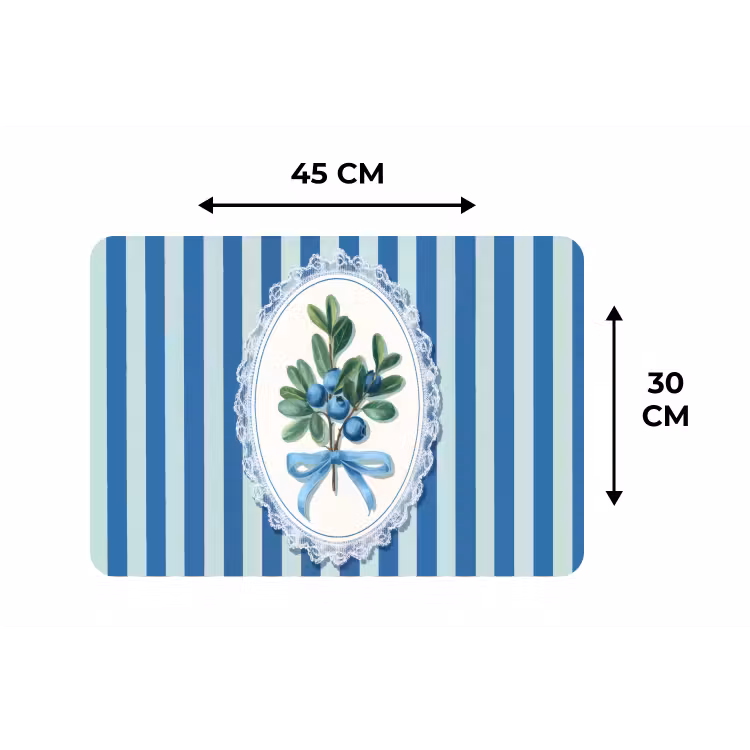 Illustratie - Bessen - Blauw - Strepen Placemat vinyl groot -specs