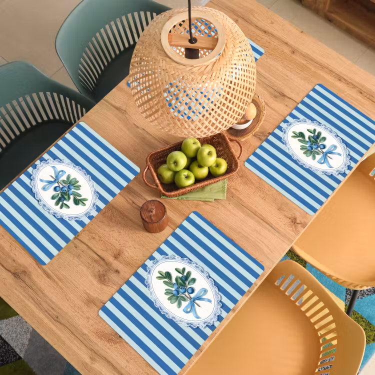 Illustratie - Bessen - Blauw - Strepen Placemat vinyl groot -zzsfeer5_Kitchenyeah-website