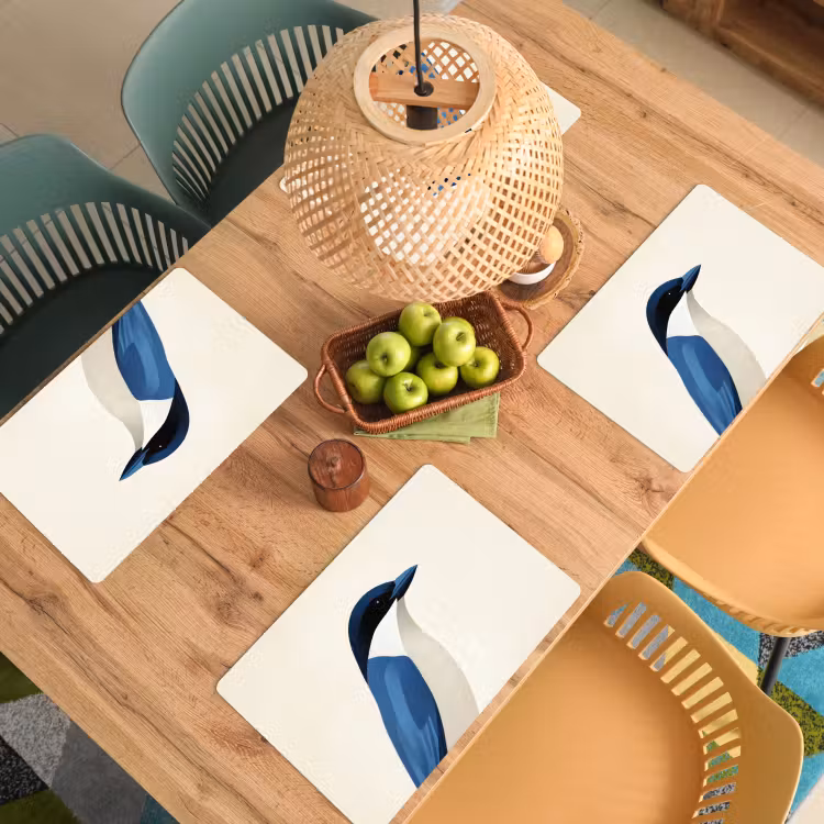 Illustratie - Blauw - Vogel Placemat vinyl groot -zzsfeer5_Kitchenyeah-website