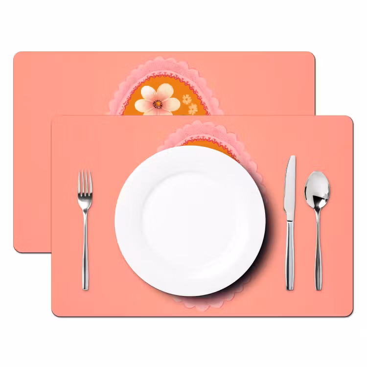 Illustratie - Bloemen - Rand - Roze Placemat vinyl groot -zzsfeer2_Kitchenyeah-website
