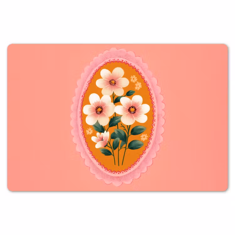 Illustratie - Bloemen - Rand - Roze Placemat vinyl groot -zzsfeer1_Kitchenyeah-website