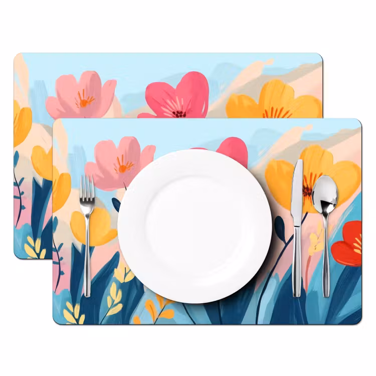 Illustratie - Bloemen - Kleurrijk Placemat vinyl groot -zzsfeer2_Kitchenyeah-website