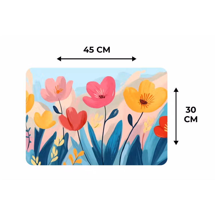 Illustratie - Bloemen - Kleurrijk Placemat vinyl groot -specs