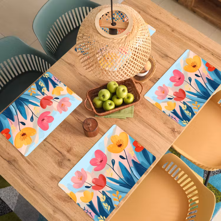 Illustratie - Bloemen - Kleurrijk Placemat vinyl groot -zzsfeer5_Kitchenyeah-website