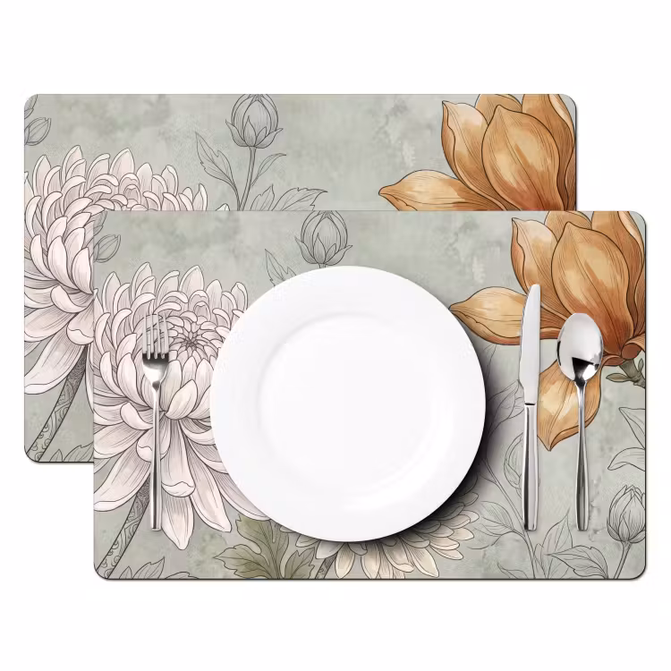 Illustratie - Bloemen - Groen Placemat vinyl groot -zzsfeer2_Kitchenyeah-website
