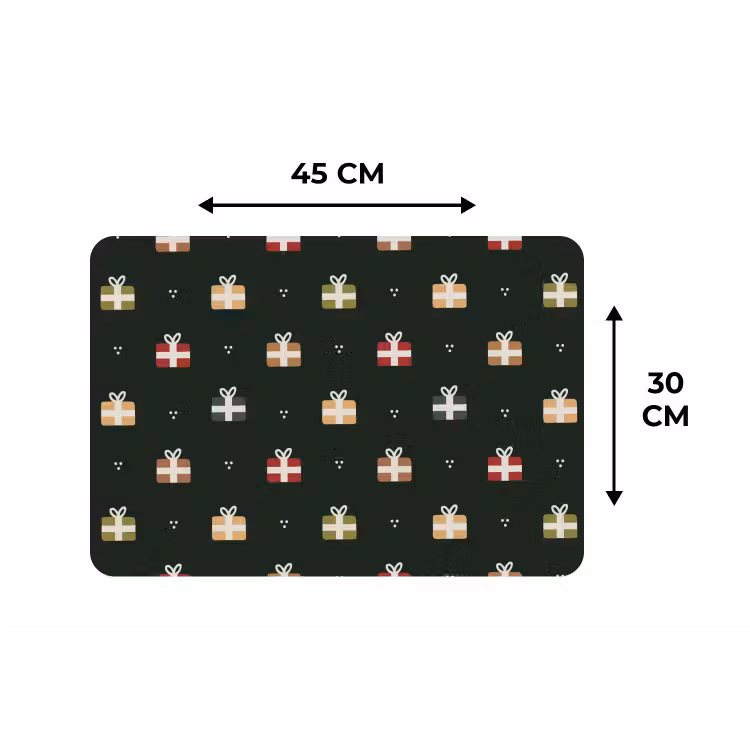 Illustratie - Cadeaus - Groen Placemat vinyl groot 368 -specs