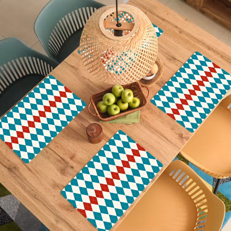 Illustratie - Ruiten - Rood - Groen Placemat vinyl groot 368 -zzsfeer5_Kitchenyeah-website