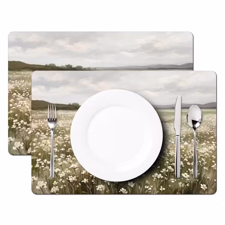 Illustratie - Landschap - Wit Placemat vinyl groot -zzsfeer2_Kitchenyeah-website
