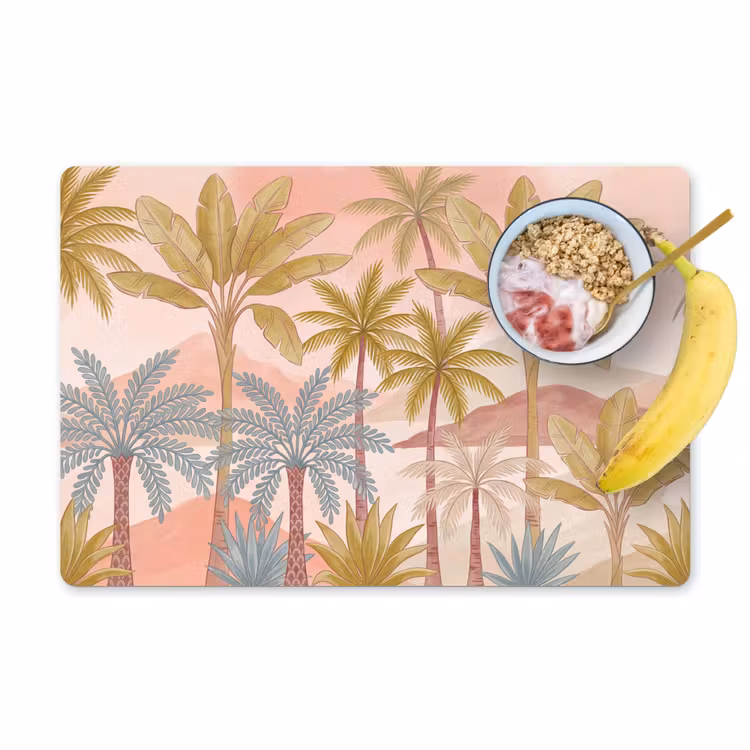 Illustratie - Palmbomen - Kleurrijk Placemat vinyl groot -zzzproduct_Kitchenyeah-website