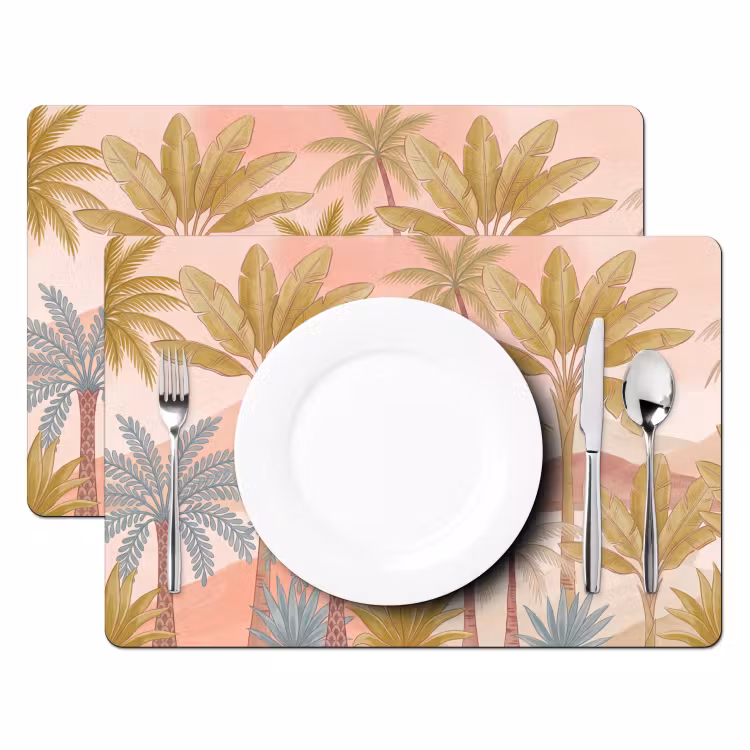 Illustratie - Palmbomen - Kleurrijk Placemat vinyl groot -zzsfeer2_Kitchenyeah-website