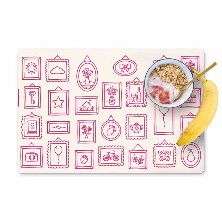 Illustratie - Collectie - Kunst - Minimalistisch - Roze Placemat vinyl groot -zzzproduct_Kitchenyeah-website