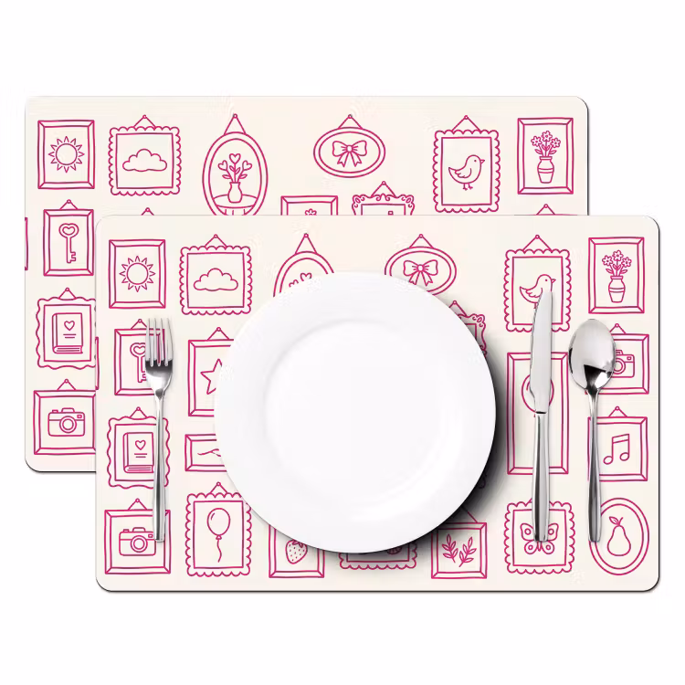 Illustratie - Collectie - Kunst - Minimalistisch - Roze Placemat vinyl groot -zzsfeer2_Kitchenyeah-website