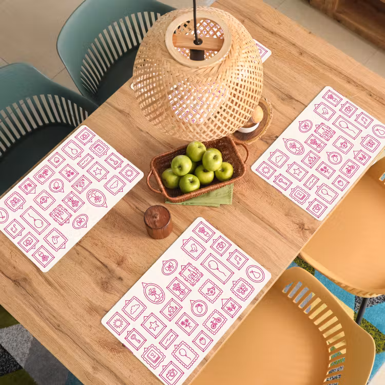 Illustratie - Collectie - Kunst - Minimalistisch - Roze Placemat vinyl groot -zzsfeer5_Kitchenyeah-website