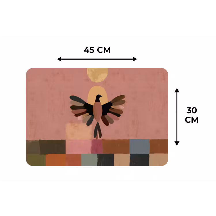 Illustratie - Vogel - Vlakken - Kleurrijk Placemat vinyl groot -specs