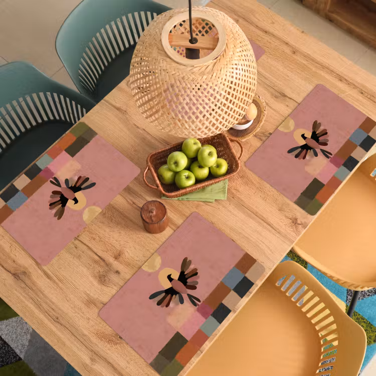 Illustratie - Vogel - Vlakken - Kleurrijk Placemat vinyl groot -zzsfeer5_Kitchenyeah-website
