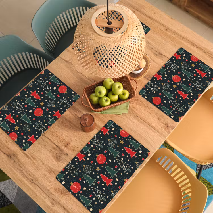 Illustratie - Kerst - Sterren - Groen Placemat vinyl groot 368 -zzsfeer5_Kitchenyeah-website