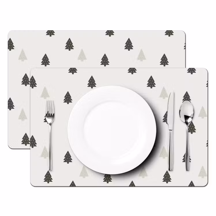 Illustratie - Kerstbomen - Wit Placemat vinyl groot 368 -zzsfeer2_Kitchenyeah-website