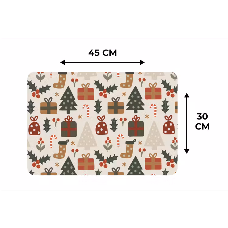Illustratie - Kerstfiguren - Beige Placemat vinyl groot 368 -specs