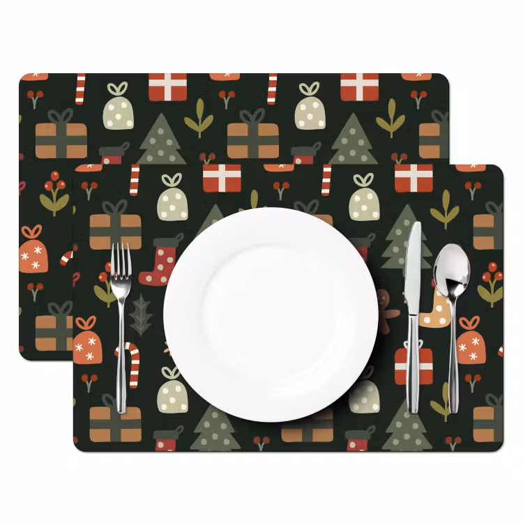 Illustratie - Kerstfiguren - Groen Placemat vinyl groot 368 -zzsfeer2_Kitchenyeah-website