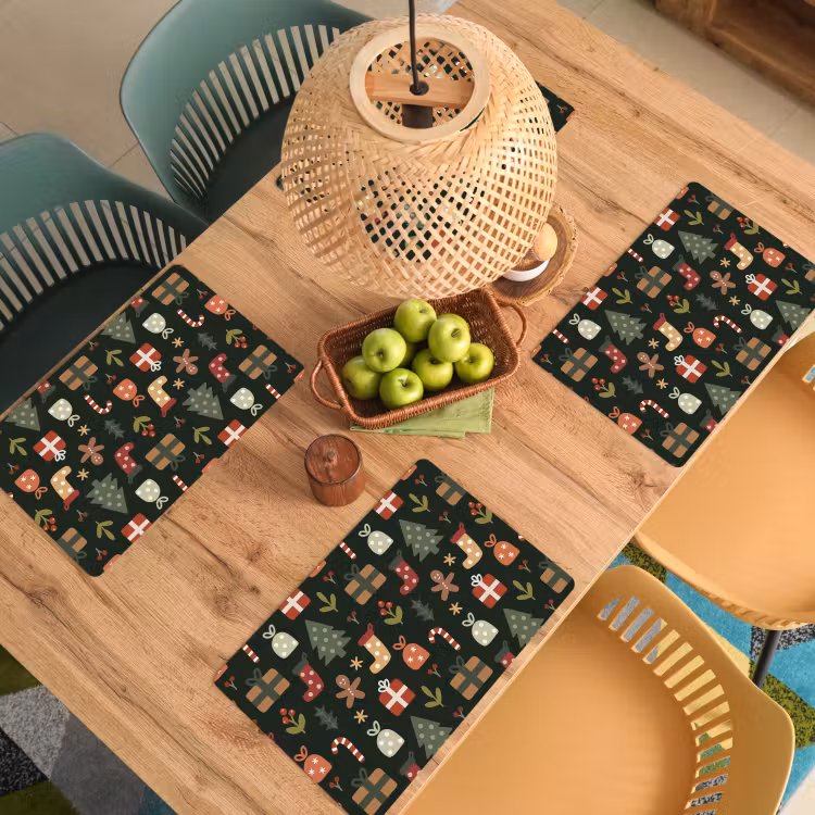 Illustratie - Kerstfiguren - Groen Placemat vinyl groot 368 -zzsfeer5_Kitchenyeah-website