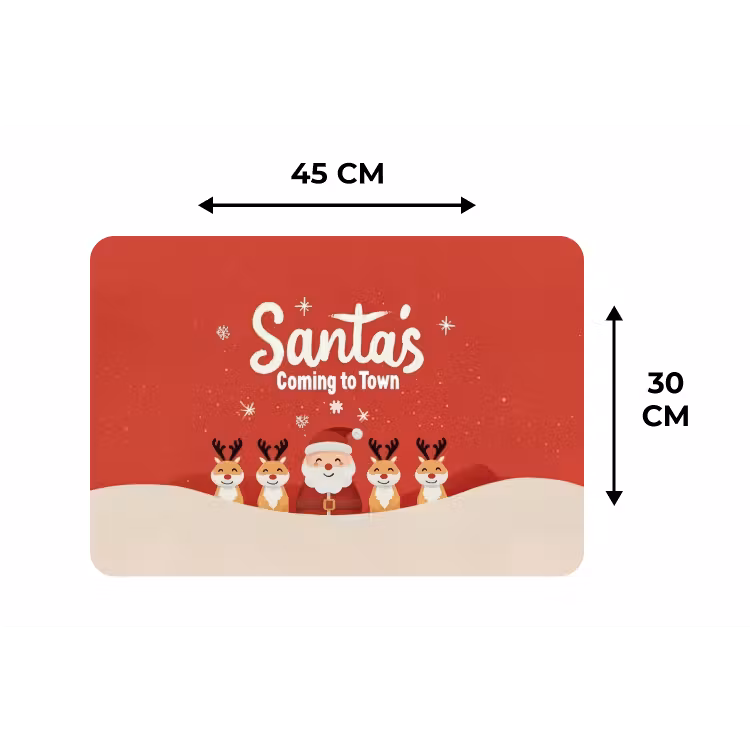 Illustratie - Kerstman - Rendieren - Rood Placemat vinyl groot -specs